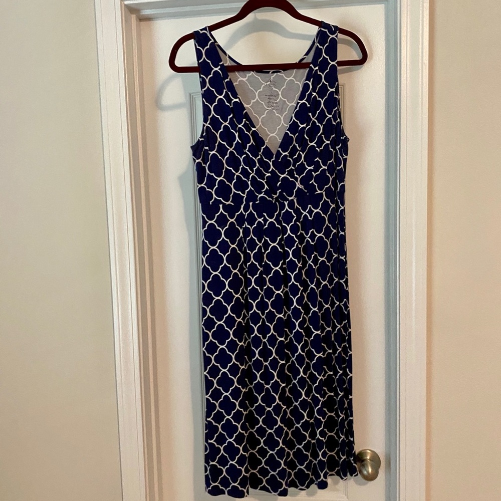 Quatrefoil print navy & white sundress